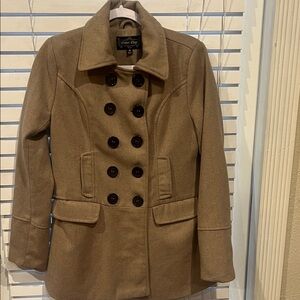 Outer Edge Women's Tan Double-Breasted Pea Coat